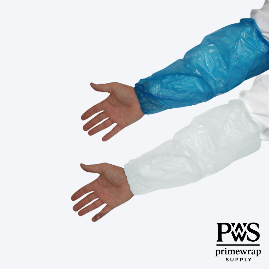 Polyethylene Over Sleeves — 18” (White / Blue)