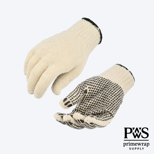 PVC Dot Work Gloves | Single & Double Dot Grip, String Knit Cotton