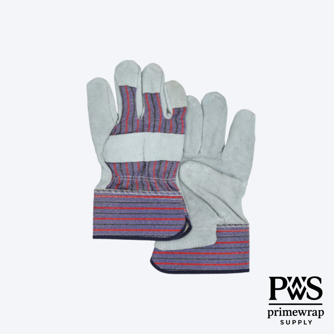 Leather Palm Work Gloves | Split Leather Palm, Canvas Back, One Size
