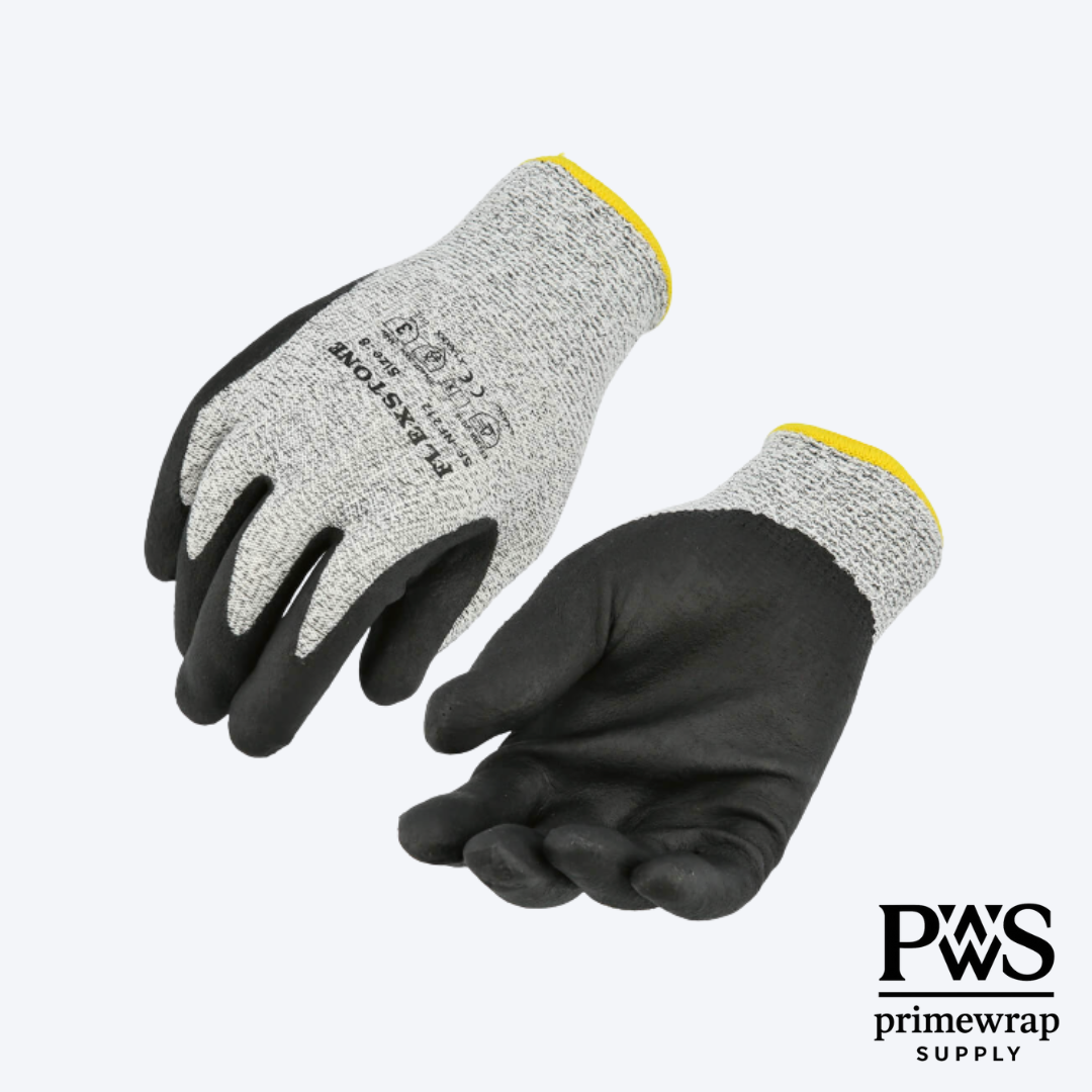Cut-Resistant Work Gloves – ASTM Level 3 & Level 5 | Nitrile Palm, HPPE + Glass Fiber