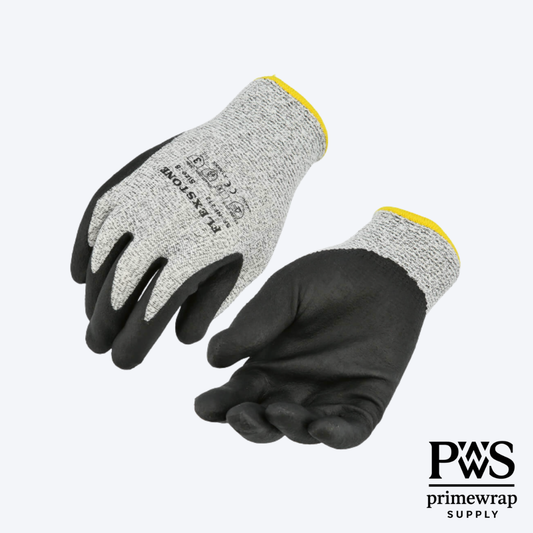 Cut-Resistant Work Gloves – ASTM Level 3 & Level 5 | Nitrile Palm, HPPE + Glass Fiber