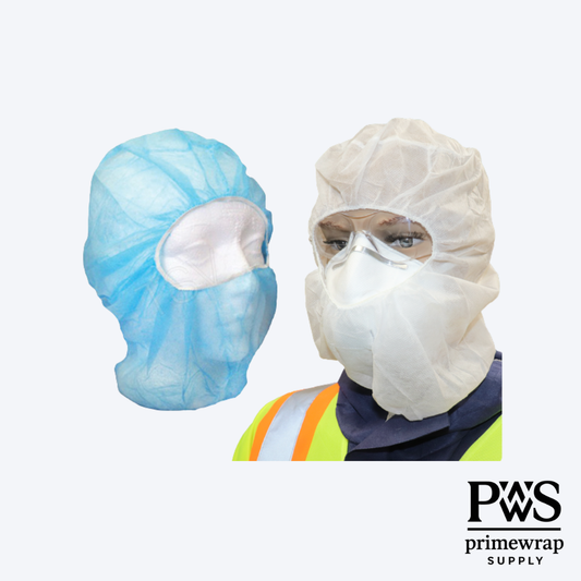 21” White Disposable One-Piece Hood with Elastic – PP 25gsm